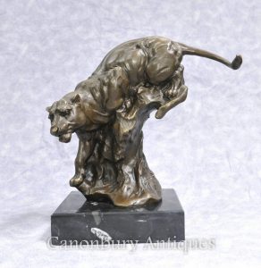 Bronze Casting Panther Cat Leopard Signed Milo Statue Casting