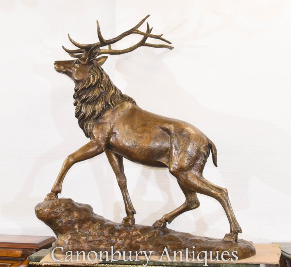 Large Bronze Scottish Hightlands Stag Deer Sculpture Stags Antique