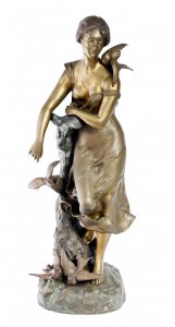 Art Nouveau Bronze Figurine Charmeuse by Daniel Campagne