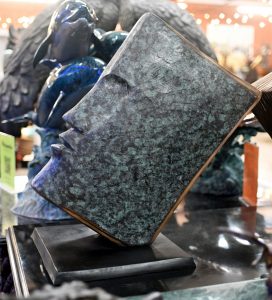 Bronze Abstract Art Sculpture Book Bust Face