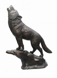 Bronze Howling Wolf Statue Wild Dog Casting