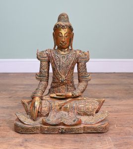 Carved Nepalese Buddha Statue Lotus Meditation Pose Buddhist