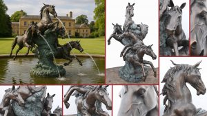 Giant Bronze Horse Fountain Leaping Pony Garden Water Feature