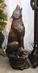 Lifesize Bronze Howling Wolf Statue Wolves Garden Casting